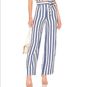 L' Academie Ultra High Waist Wide Leg Stripe Pants